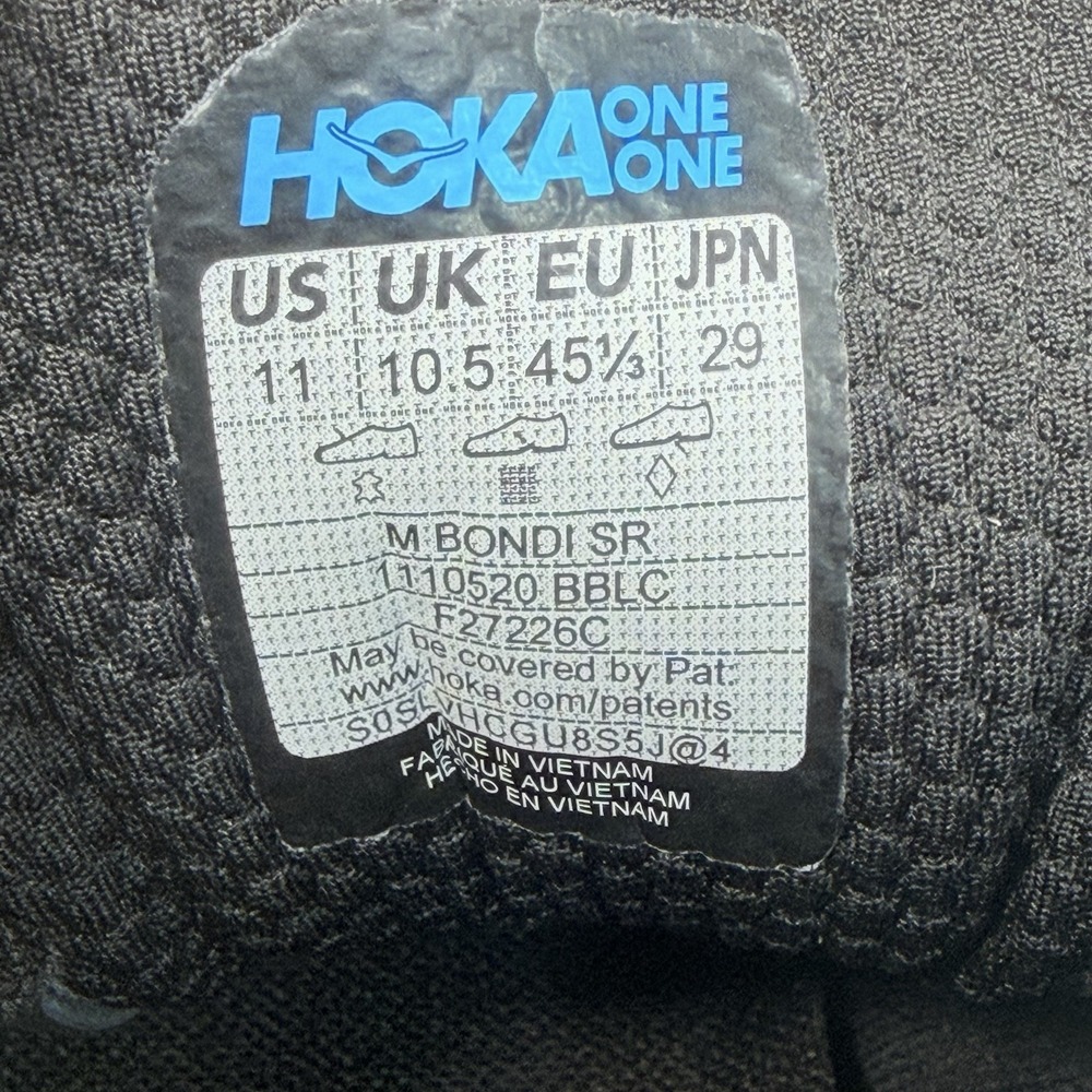 New HOKA BONDI SR Men's Size 11 Triple Black Slip Resistant Comfort Work Shoes - Picture 9 of 12